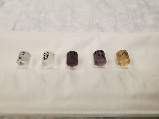 five samples of various colors